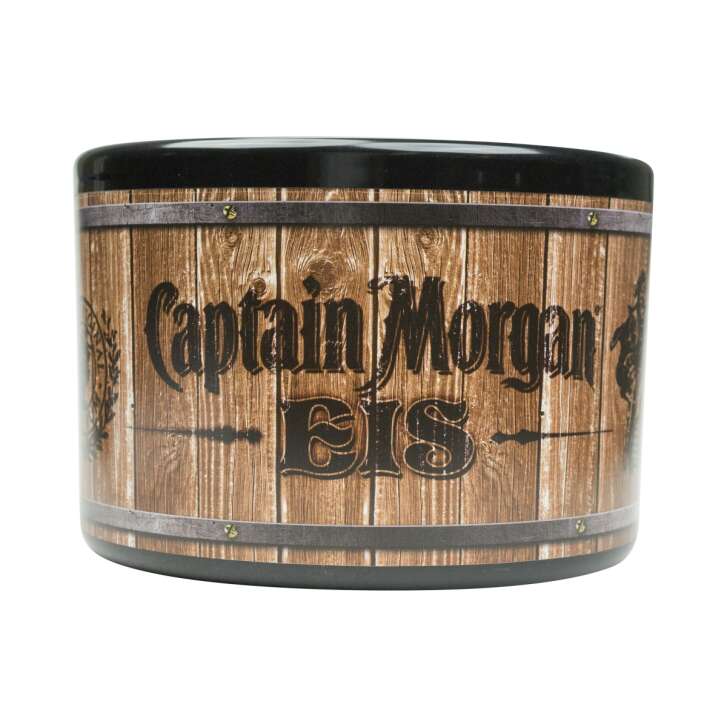 1x Captain Morgan Rum Kühler Eisbox schwarz/Holzfass-Optik