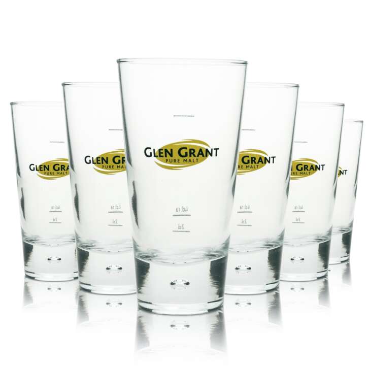 6x Glen Grant Whiskey Glas Longdrink mit Luftblase glebes logo
