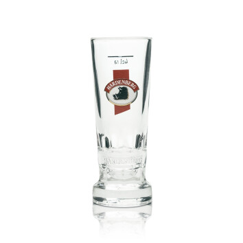 6x Hardenberg Schnaps Glas Shot l&auml;nglich rotes Logo...