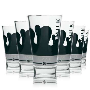 6x Likör 43 Likör Glas Longdrink schwarz/weiß 3 unterschiedliche Muster
