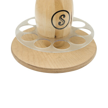 Sasse Korn Shotmeter 10 Gläser Kegel Bowling Holz gebraucht Tablett Träger Bar