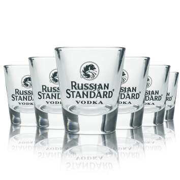 12x Russian Standard Vodka Glas Shotgläser 2cl Logo
