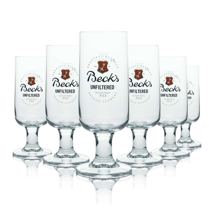 6x Becks Bier Glas 0,3l Pokal "Unfiltered"-Edition neu