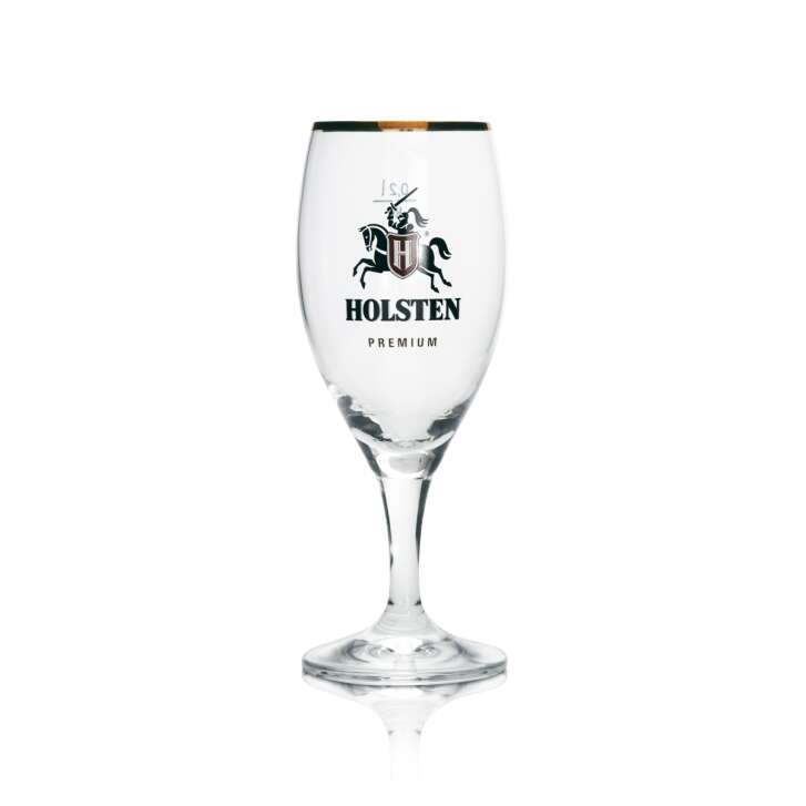 12x Holsten Bier Glas Premium 0,2l Goldrand rastal