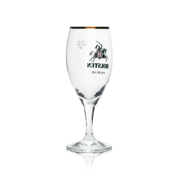 12x Holsten Bier Glas Premium 0,2l Goldrand rastal