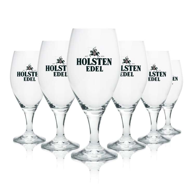 6x Holsten Bier Glas 0,4l Pokal "Edles Pils" altes Logo RC