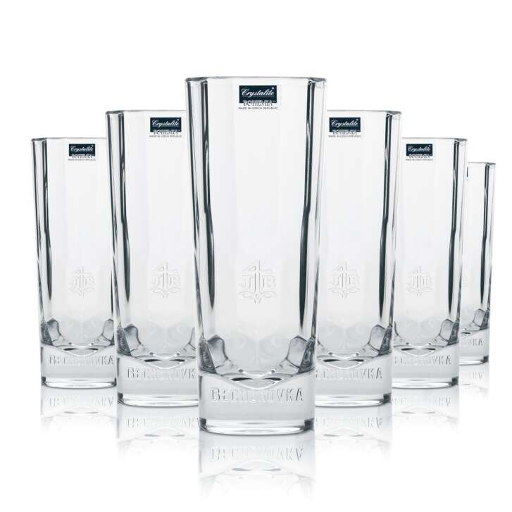 6x Becherovka Vodka Glas Kristall Tumbler 300ml
