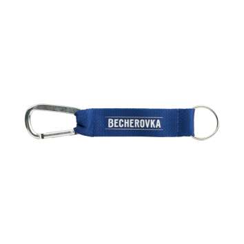 Becherovka Vodka Schlüsselanhänger Karabiner Key Ring Schlüsselband blau Haken