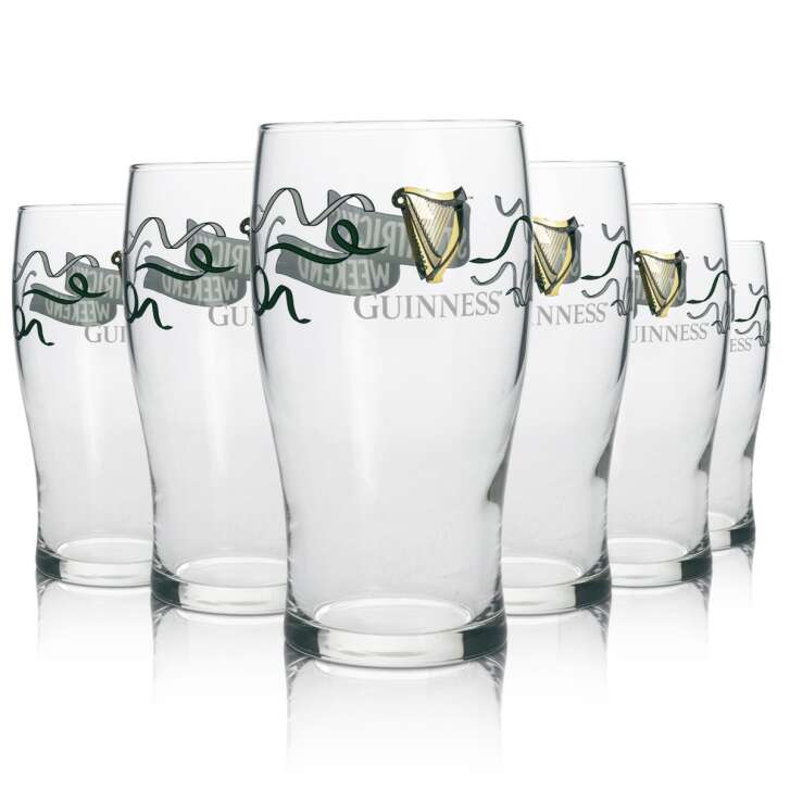 6x Guinness Bier Glas St Patricks Weekend 0,5l