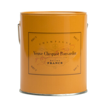 Veuve Cliquot Champagner Mini Paint Box Deko Rund Orange Logo France Eimer Farbe