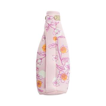1 Veuve Clicquot Champagner Flaschenmantel Mantel/Tasche Rosa Blumenmuster 0,7L Reisverschluss+Knopf neu