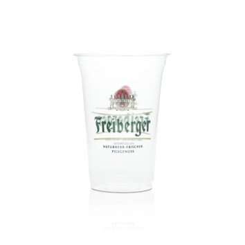 70 Freiberger Bier Mehrwegbecher Bio-Kunststoffbecher Transparent 400ml neu