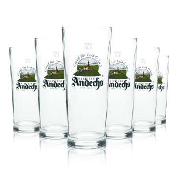 6 Andechs Bier Glas Becher 0,5l Logo Sahm neu