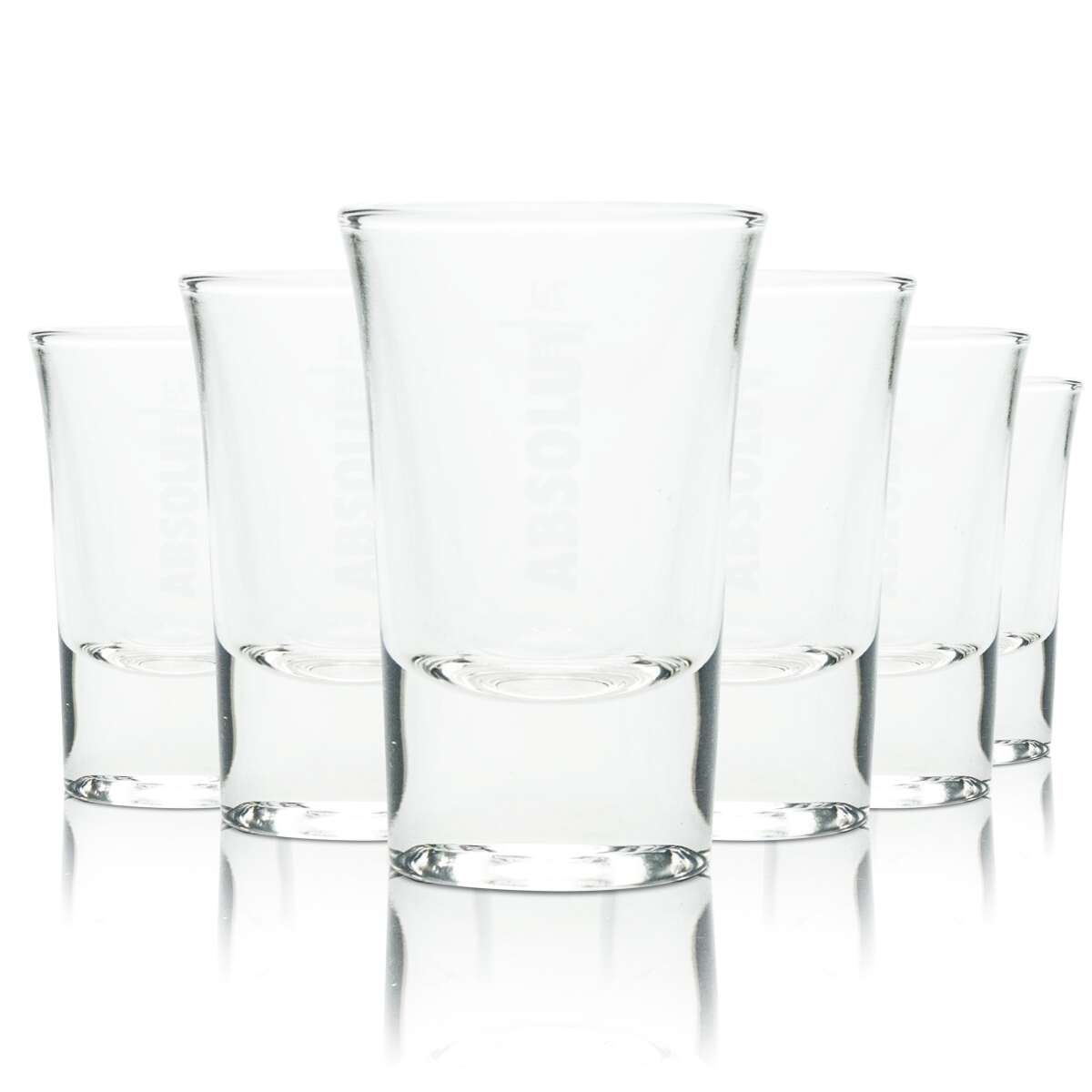 Absolut Vodka Shot Kurze Glas Gläser 6er Set Bar Tresen Stamper geeicht NEU OVP 