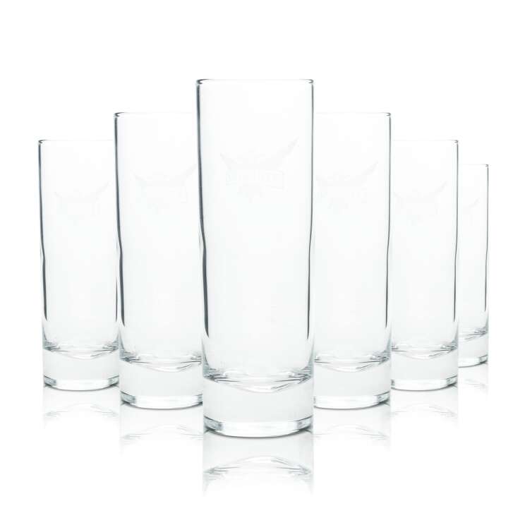 6x Smirnoff Vodka Glas Longdrink dünn Cocktail Gläser 2cl 4cl Eiche Gastro Bar