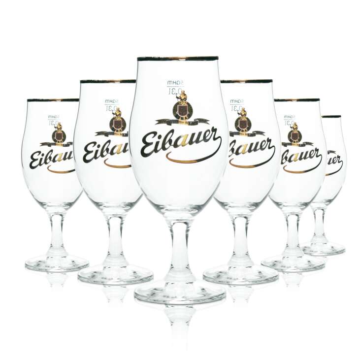 6x Eibauer Bier Glas Pokal 0,3l Goldrand Rastal Tulpe Gläser Pils Stielglas Bar