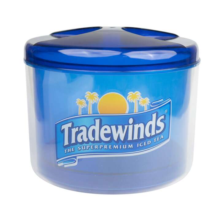 Tradewinds Eistee Eisbox rund 29cm Kühler Eiswürfel Behälter Flaschen blau Bar