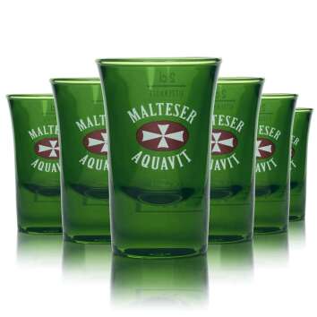 6 Malteser Likör Glas Shot grün 2 cl Ritzenhoff...