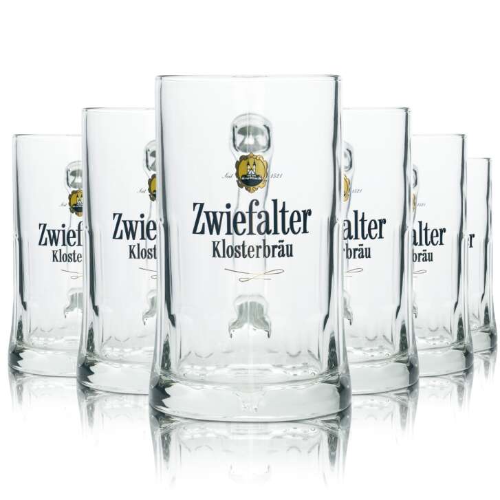 6x Zwiefalter Klosterbräu Bier Glas 0,5 Krug Sahm Seidel Henkel Gläser Krüge Beer