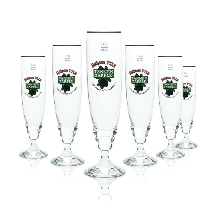 6x Rothaus Bier Glas 0,2l Exklusiv Pokal Tannen Zäpfle Goldrand Rastal Gläser