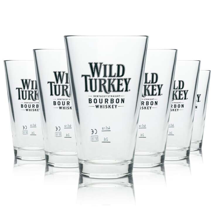 6x Wild Turkey Whiskey Glas Longdrink 250ml Cocktail Gläser Bourbon Tasting Eiche