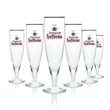 6x Stuttgarter Hofbräu Bier Glas 0,3l Tulpe Goldrand Sahm Pokal Gläser Brauerei Beer