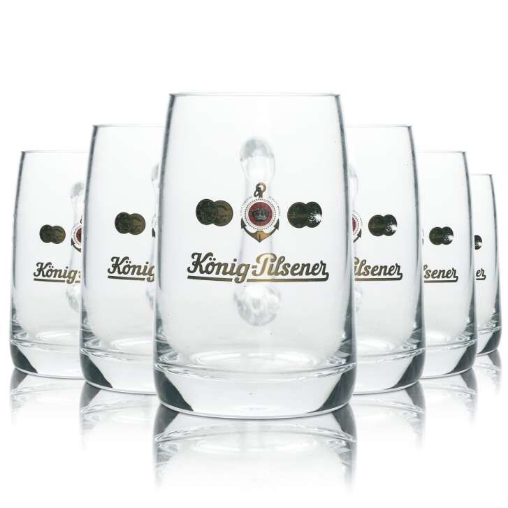6x König Pilsener Bier Glas 0,3l Krug Seidel Henkel Gläser Humpen Krüge Brauerei