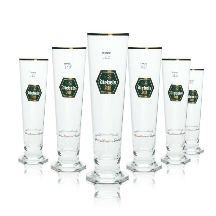 6x Diebels Alt Bier Glas 0,3l Pokal Sahm  Pils Gläser Export Tulpe Kelch Becher