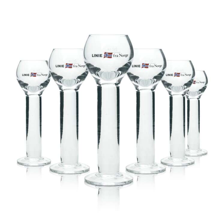 6x Linie Aquavit Glas fra Norge 2cl Rastal Schnaps Gläser Kurze Stamper Pokal
