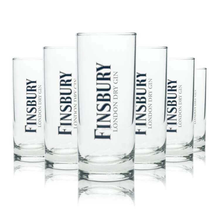 6x Finsbury Gin Glas 0,3l Longdrink London Dry Becher Gläser Cocktail Tonic Bar