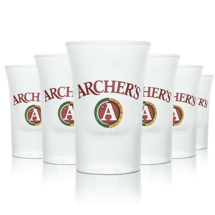 6x Archers Schnaps Glas Shot 2cl Milchglas Kurze Stamper Gläser Peach Likör Bar
