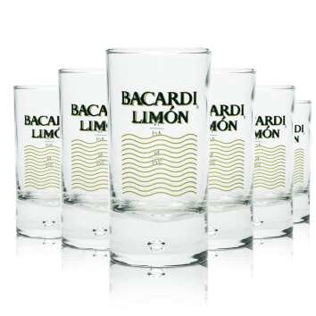 6x Bacardi Limon Rum Glas Shot 2cl 4cl Kurze Gläser...