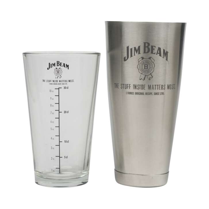 Jim Beam Bosten Shaker Glas Metall Whiskey Cocktail Mixer Barkeeper Bourbon