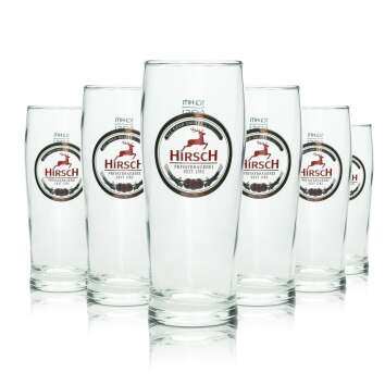 6x Hirsch Br&auml;u Bier Glas 0,25l Becher Trumpf Sahm...