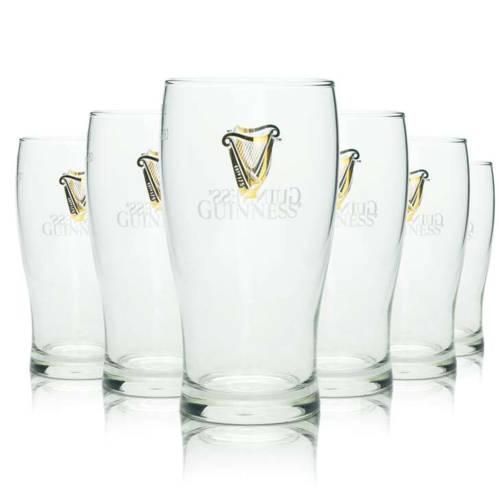 6x Guinness Bier Glas 0,4l Tulip Becher Sahm Gläser Logo Pint Doppel Beer Bar