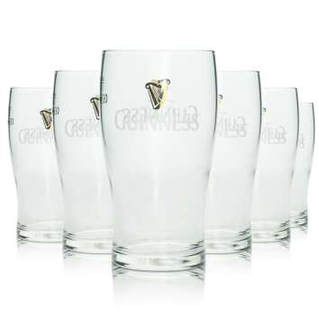 6x Guinness Bier Glas 0,2l Tulip Tumbler Becher Sahm Gläser Logo Pint Doppel