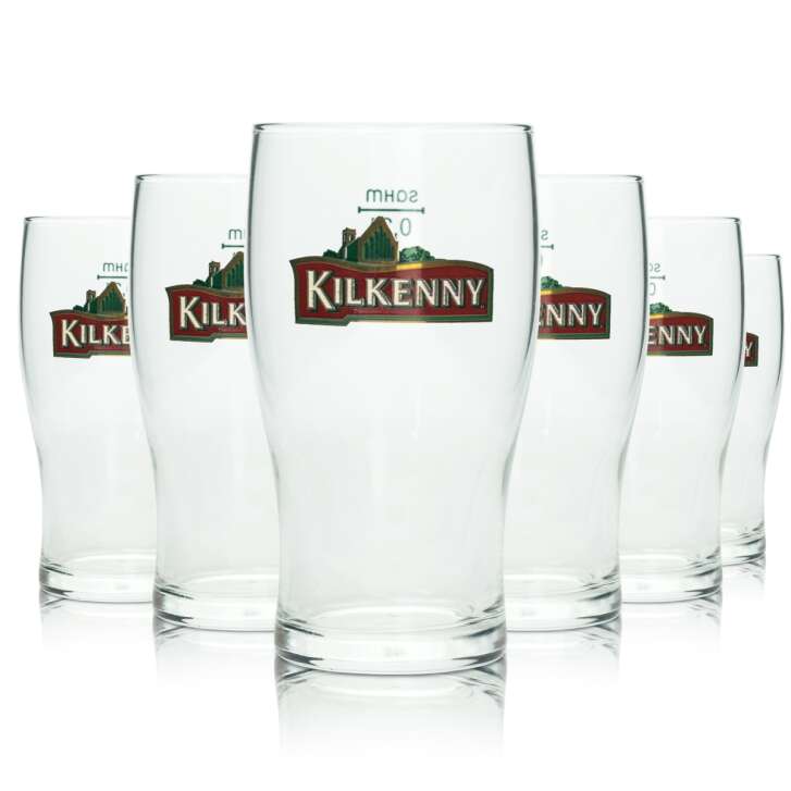 6x Kilkenny Bier Glas 0,2l Becher Tulip Sahm Pils Gläser Cider Pint Willi Tulpe