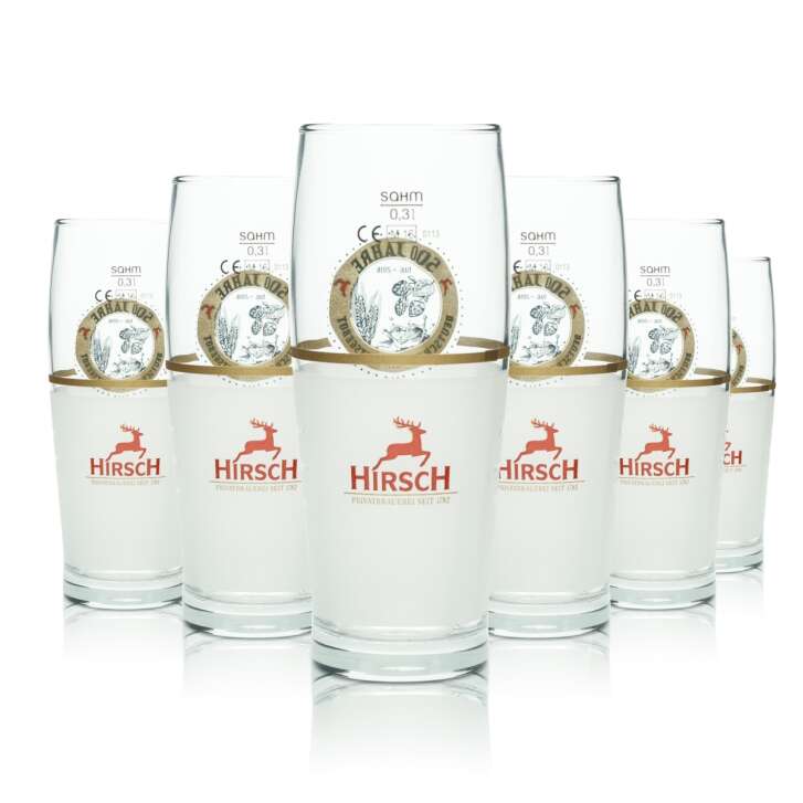 6x Hirsch Bräu Bier Glas 0,3l 500 Jahre Deutsches Reinheitsgebot Milch Gläser