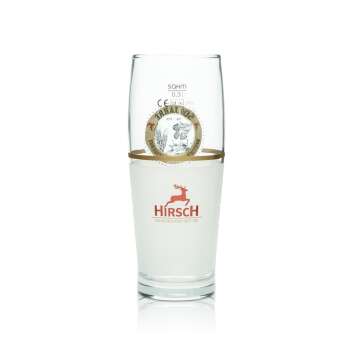 6x Hirsch Br&auml;u Bier Glas 0,3l 500 Jahre Deutsches...