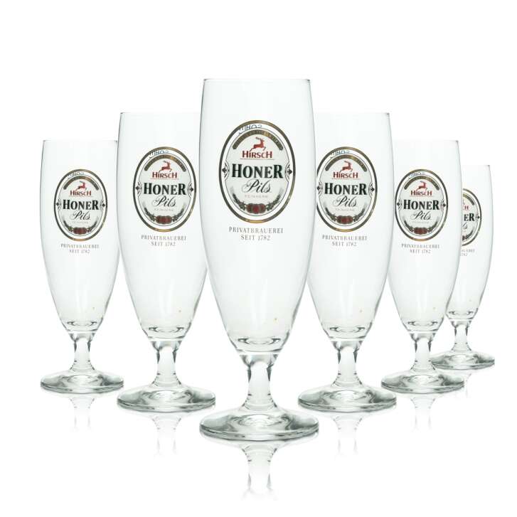 6x Hirsch Bräu Bier Glas 0,25l Pokal Pils Sahm Gläser Tulpe Brauerei Stielglas