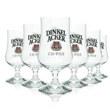 6x Dinkel Acker Bier Glas 0,3l Pokal CD-Pils Sahm Tulpe...
