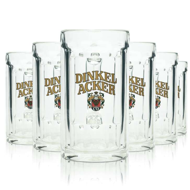 6x Dinkel Acker Bier Glas 0,4l Krug Seidel Henkel Gläser Humpen Krüge Brauerei