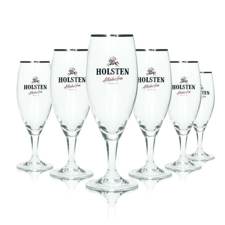 6x Holsten Bier Glas 0,25l Pokal Alkoholfrei Pils Gläser Tulpe Brauerei 0,0% Bar