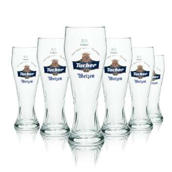6x Tucher Bier Glas 0,3l Weizen Sahm Gl&auml;ser Hefe...