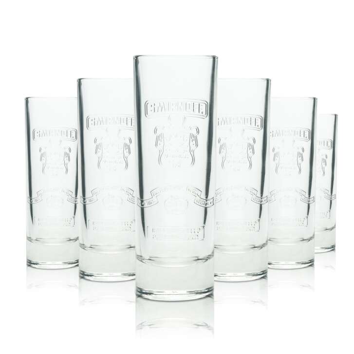 6x Smirnoff Vodka Glas 0,2l Longdrink Becher Relief Retro Logo Sammler Gläser