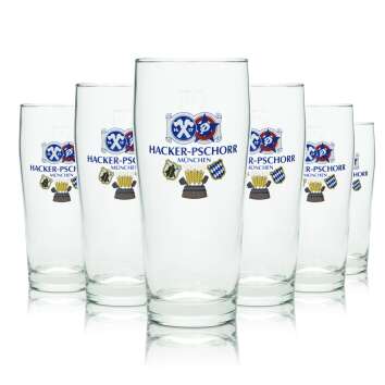6x Hacker Pschorr Bier Glas 0,4l Becher Ruhr Gläser...