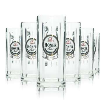6x Hirsch Br&auml;u Bier Glas 0,4l Krug Honer Gold Seidel...