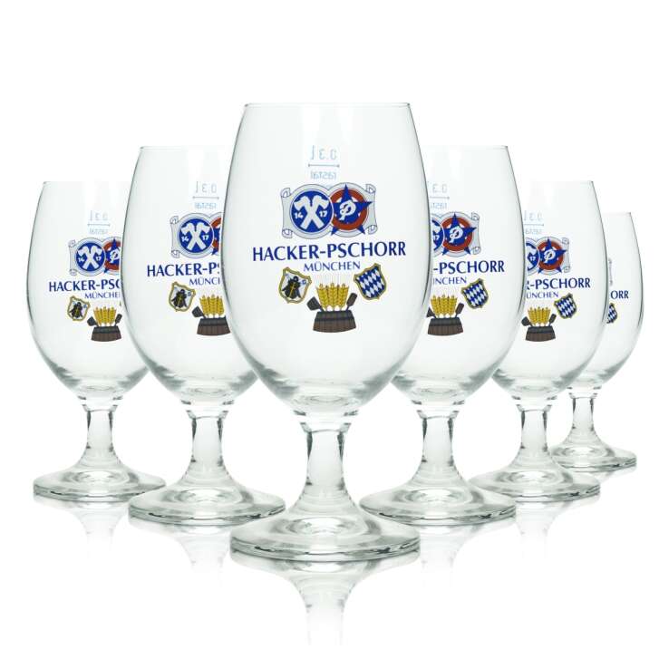 6x Hacker Pschorr Bier Glas 0,3l Tulpe Rastal Helles Gläser Pokal Stielglas Beer
