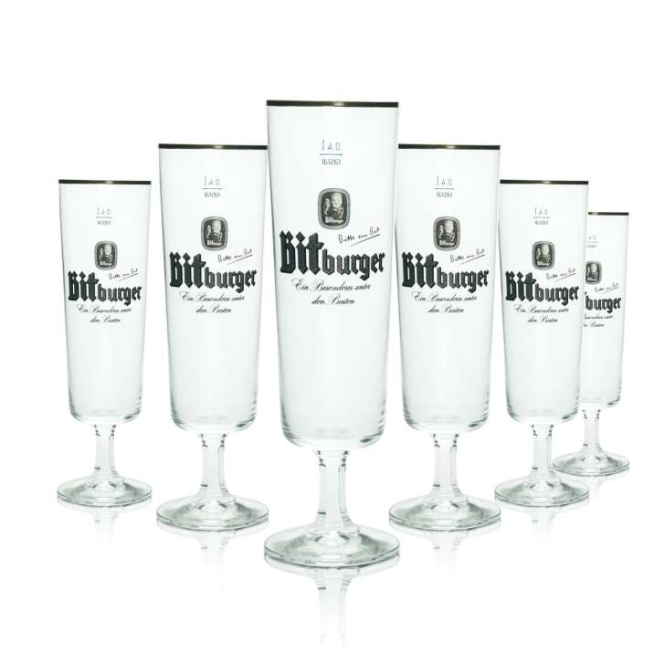 6x Bitburger Bier Glas 0,4l Pokal Rastal Retro Gläser Pils Tulpe Beer Stielglas