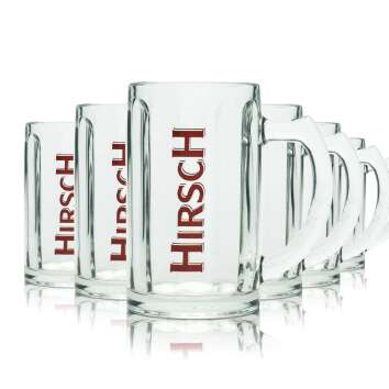 6x Hirsch Br&auml;u Bier Glas 0,2l Krug Rastal Seidel...